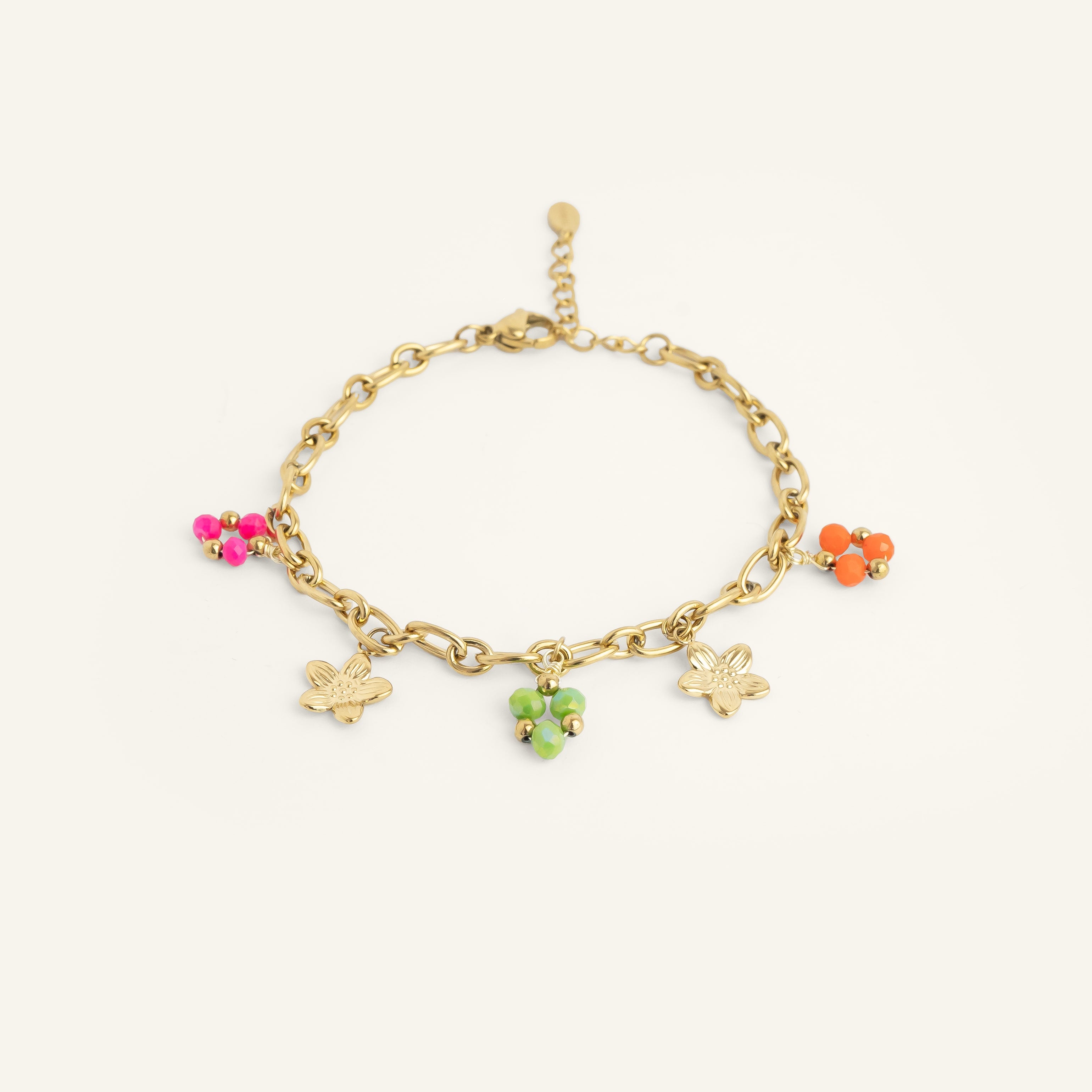 Bracelet fleur acier inoxydable doré 