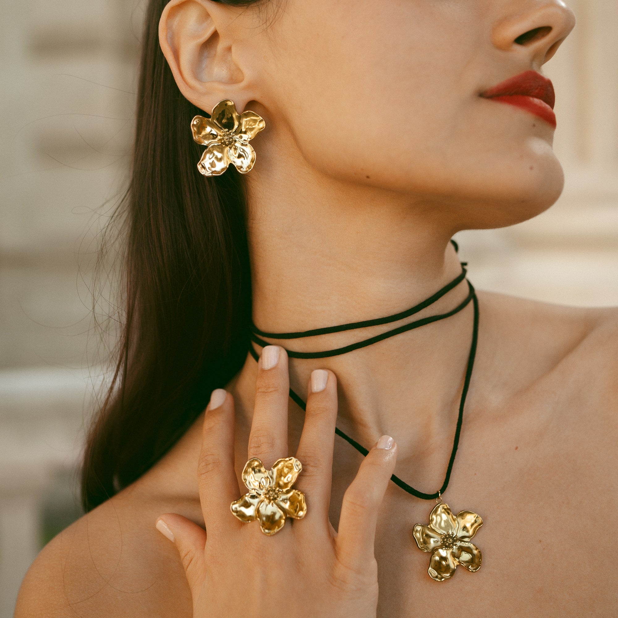 Ibiscus flower earrings