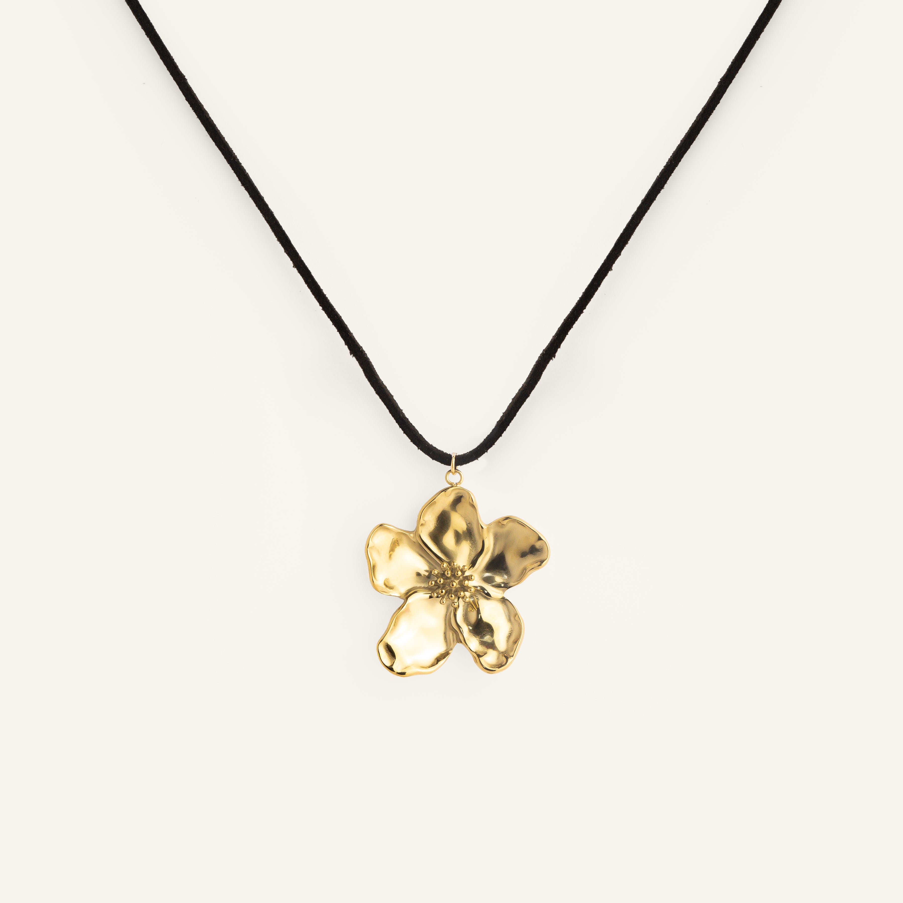 Collier cordon fleur Ibiscus