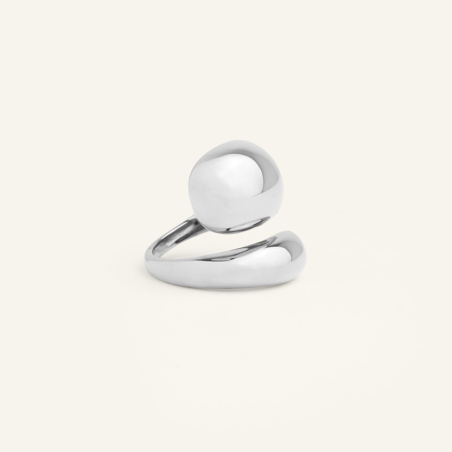 Grosse bague femme goutte acier inoxydable argenté