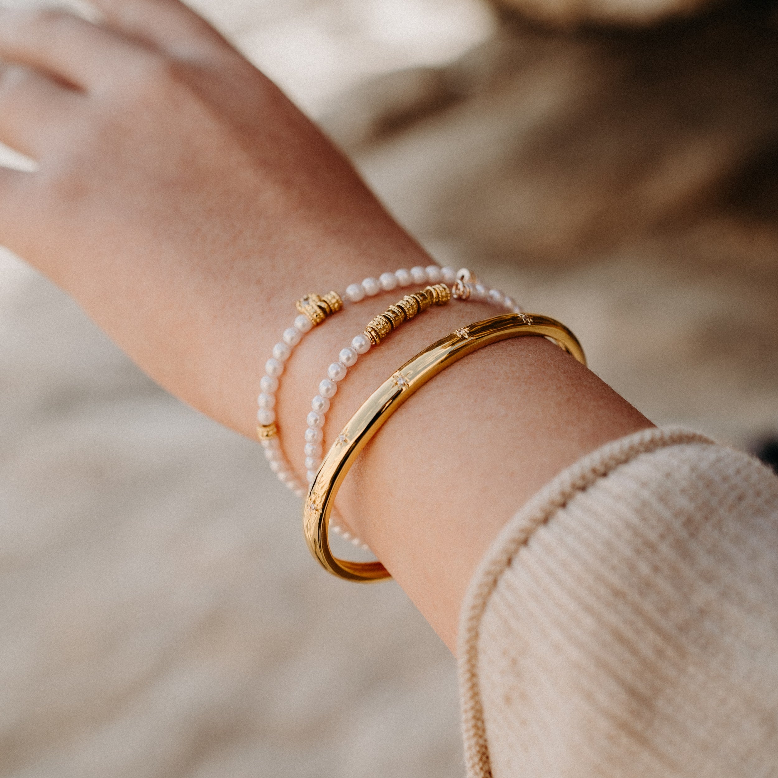 Composition de bracelets plaqué or femme - Bélizé Bijoux